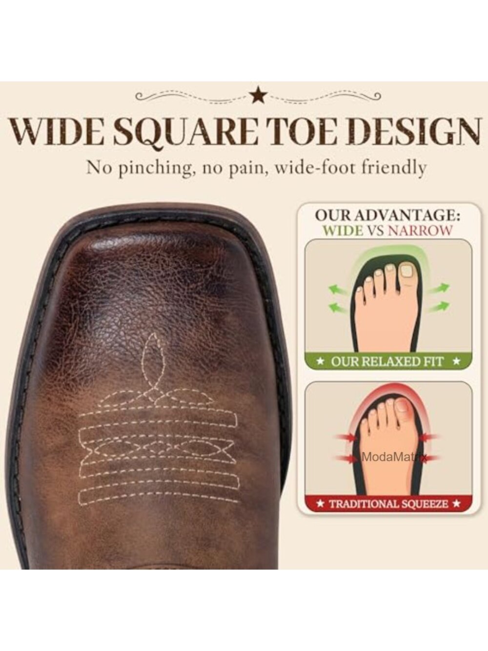 Women's Square Toe Cowboy Boots Wide Calf Faux Leather Mid-Calf Western - Picture 3 of 6